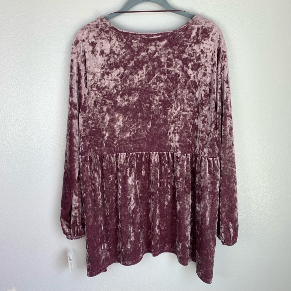Style & Co | Crushed Velvet Peasant Empire Waist Tunic Top - Picture 3 of 6